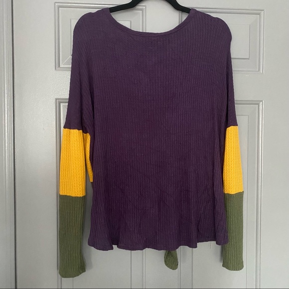 Waffle Tie Front Button Up - Picture 2 of 4